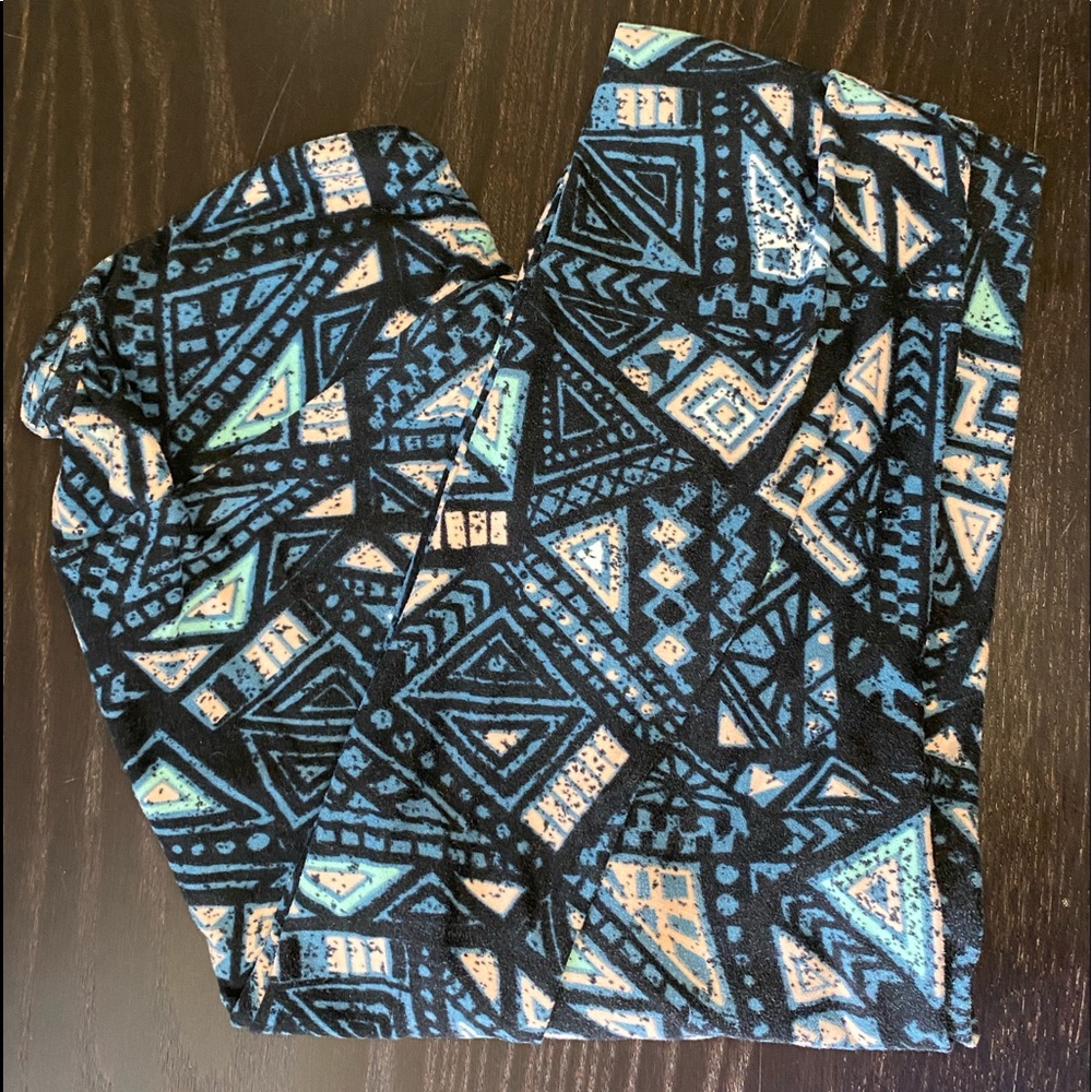 LulaRoe leggings Aztec blue and black